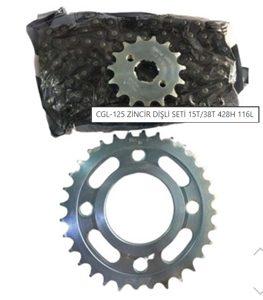 CG125 ZİNCİR DİŞLİ SETİ 15T/38T 428H 116L