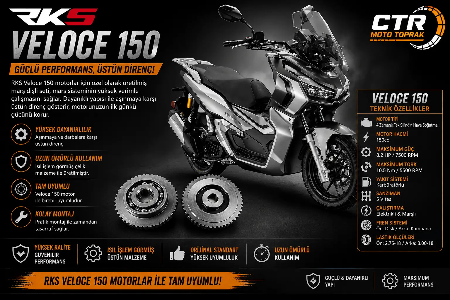 RKS VELOCE 150 MARŞ KAVRAMA - KİTLEME SET