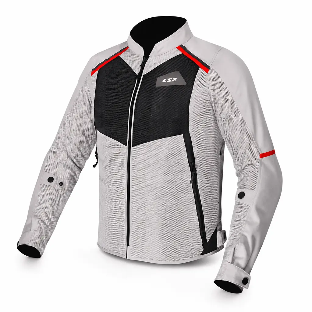 LS2 BREEZE MONT L GRİ-SİYAH-KIRMIZI FUL KORUMALI LS2