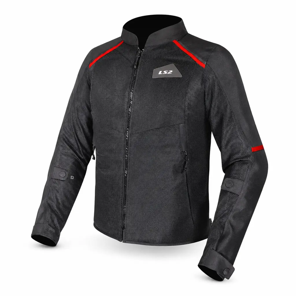 LS2 BREEZE MONT L SİYAH-KIRMIZI FUL KORUMALI LS2