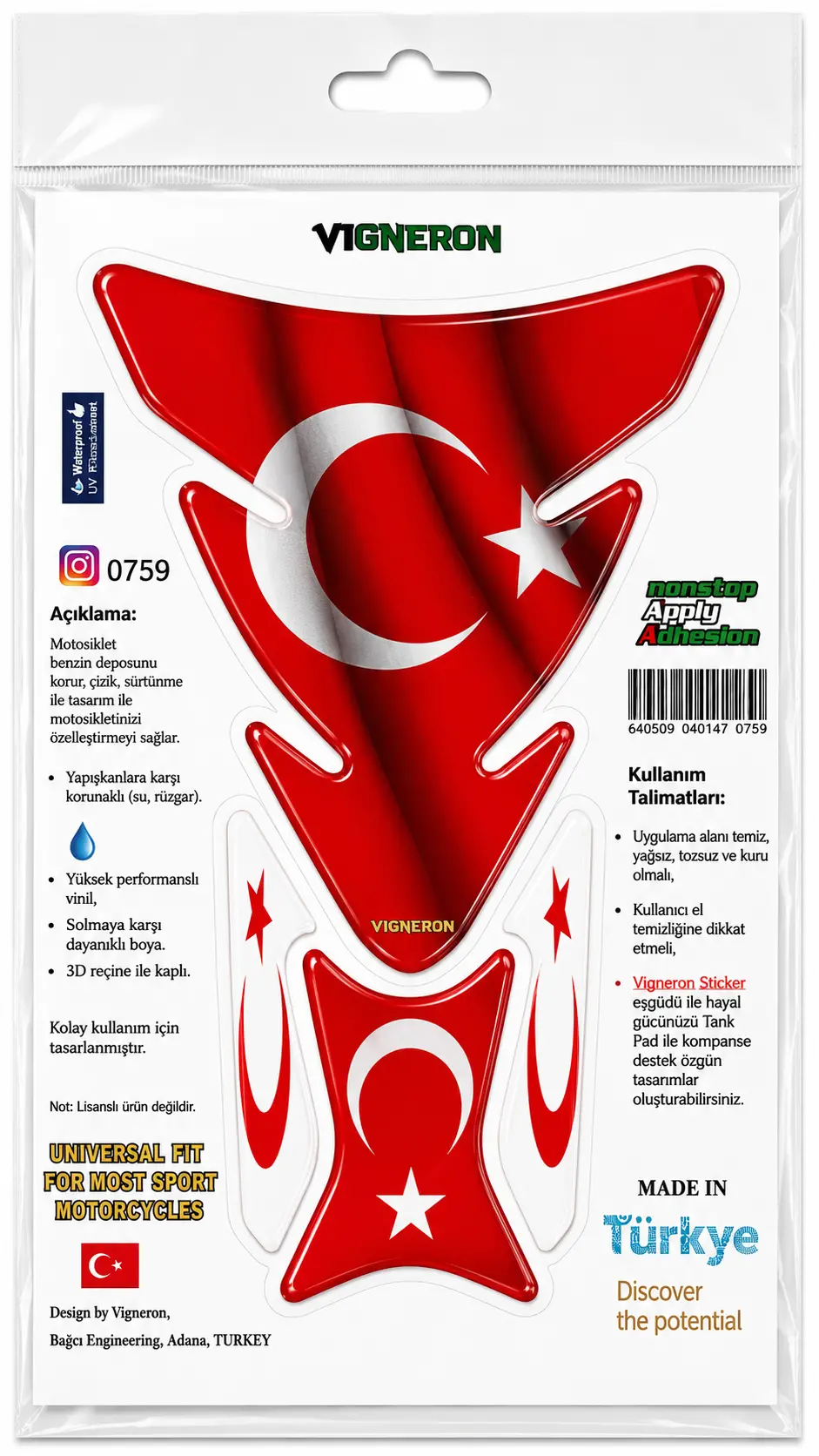 TÜRK BAYRAĞI GENİŞ TANK PAD ETİKET