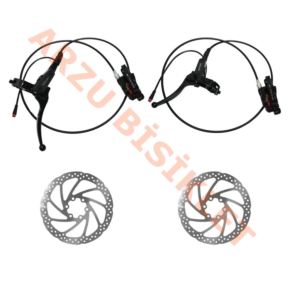 HİDROLİK FREN SETİ ÖN - ARKA - E-BİKE [FREN MÜŞÜR KESİCİLİ - ROTOR 160 KABLO 100-180 CM]