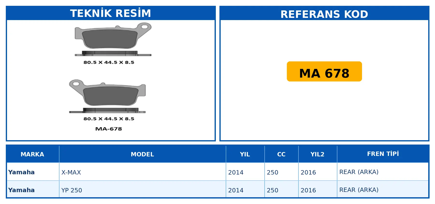 DİSK FREN BALATASI MA 678