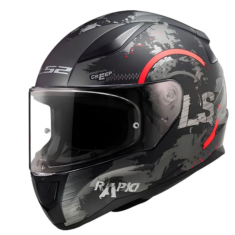 LS2 RAPID 2 CIRCLE L BEDEN MAT SİYAH-KIRMIZI KASK