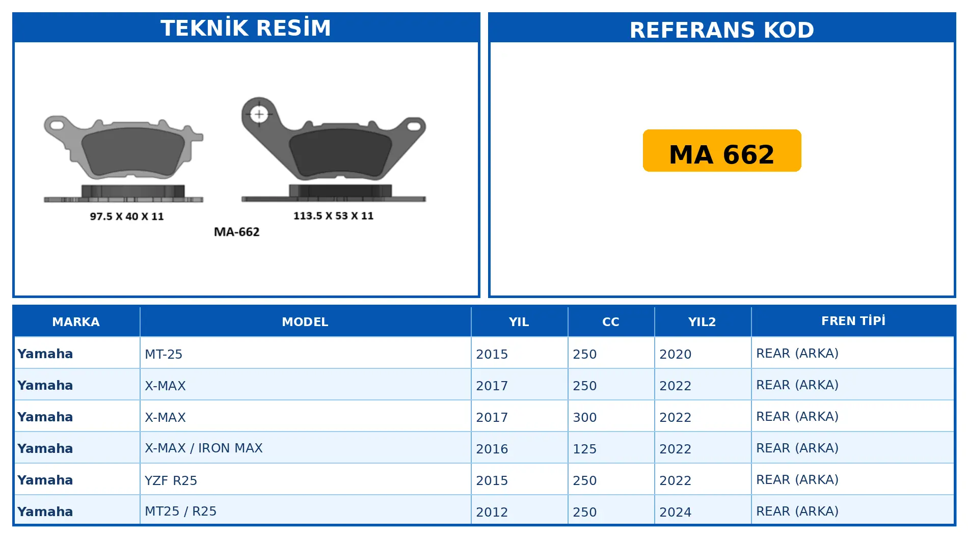 DİSK FREN BALATASI MA 662